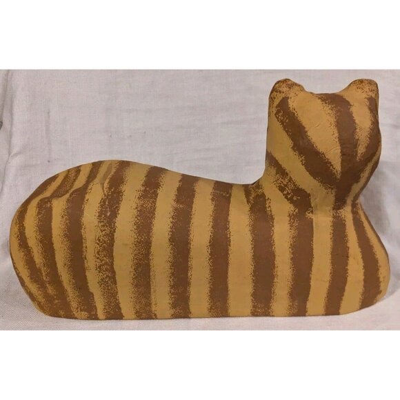 Cat Paper Mache Folk Art Hand Made Anthropomorphic Tabby Orange Kitty Primitive - Picture 4 of 16